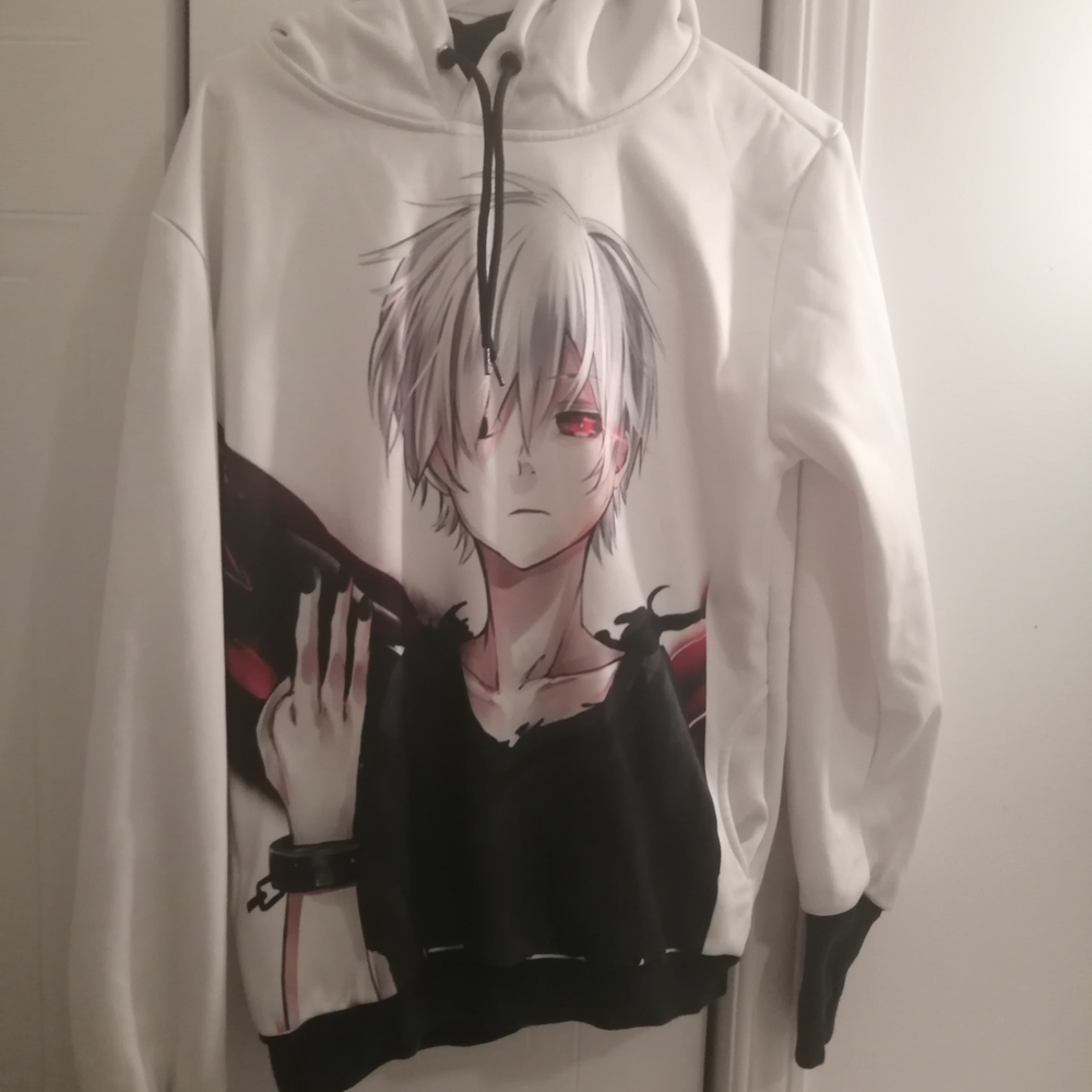 Anime Graphic White Hoodie